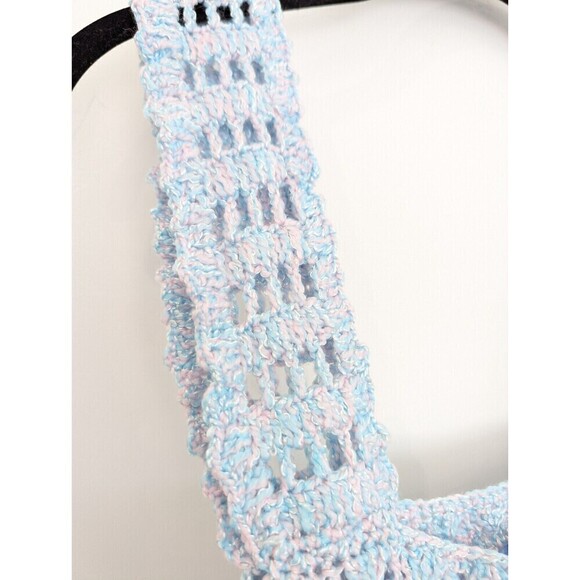 Hand Crochet Top Womens Size M/L‎ Blue Handmade Sleeveless Cottagecore Grandma - Picture 3 of 8